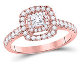 3/4 Carat (G-H, I1-I2) Princess-Cut Diamond Engagement Ring in 14K Rose Pink Gold